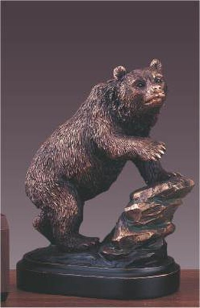 Bear On Rock Statue Sculpture